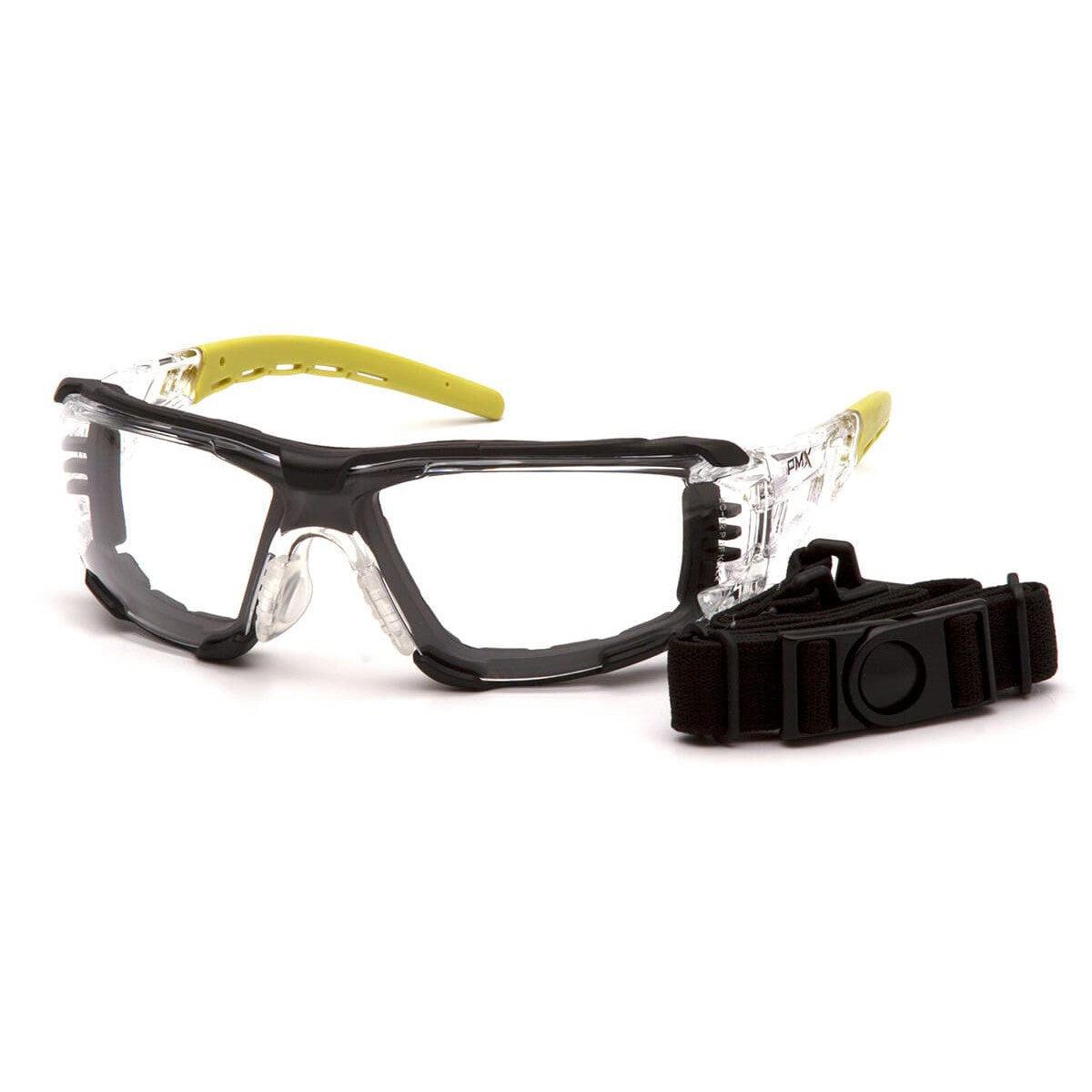 Pyramex Fyxate Foam-Padded Safety Glasses with Clear/Lime Frame and Clear H2MAX Anti-Fog Lens SBL10210STMFP