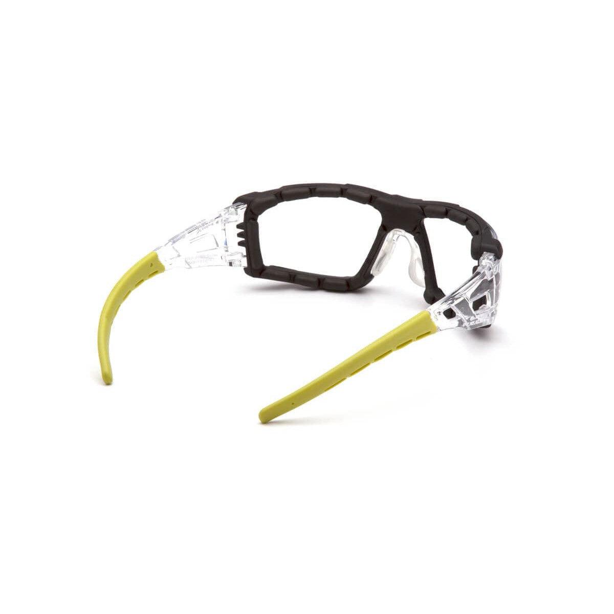 Pyramex Fyxate Foam-Padded Safety Glasses with Clear/Lime Frame and Clear H2MAX Anti-Fog Lens SBL10210STMFP - Back View