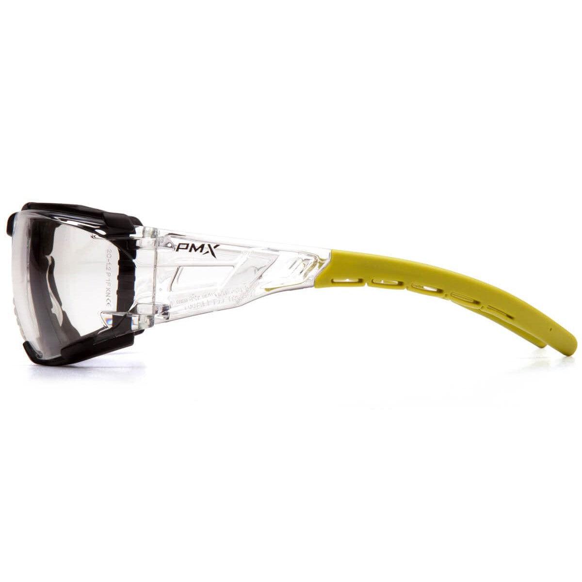 Pyramex Fyxate Foam-Padded Safety Glasses with Clear/Lime Frame and Clear H2MAX Anti-Fog Lens SBL10210STMFP - Side View