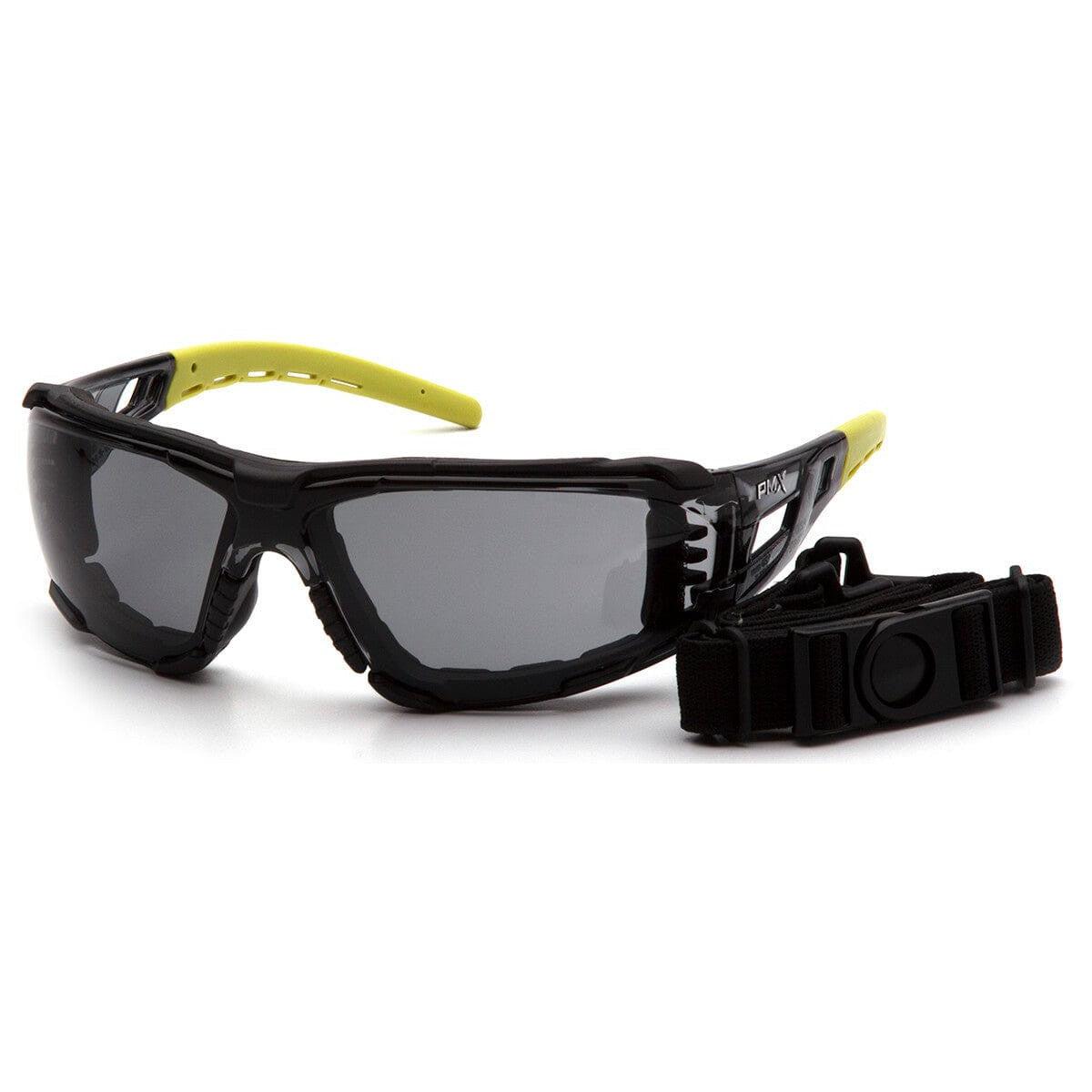 Pyramex Fyxate Foam-Padded Safety Glasses with Black/Lime Frame and Gray H2MAX Anti-Fog Lens SBL10220STMFP