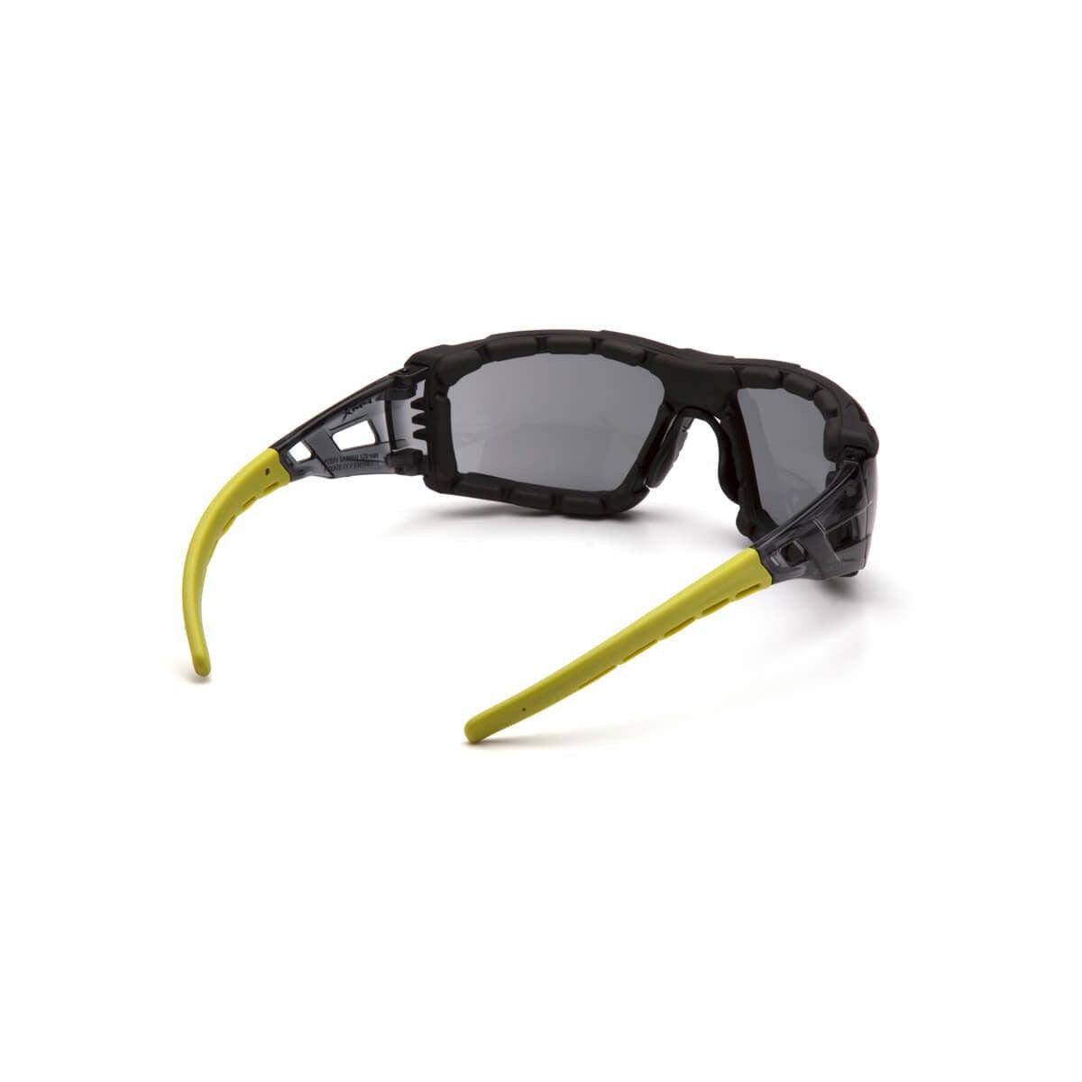 Pyramex Fyxate Foam-Padded Safety Glasses with Black/Lime Frame and Gray H2MAX Anti-Fog Lens SBL10220STMFP - Back View