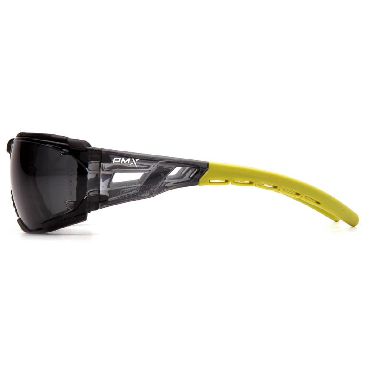 Pyramex Fyxate Foam-Padded Safety Glasses with Black/Lime Frame and Gray H2MAX Anti-Fog Lens SBL10220STMFP - Side View