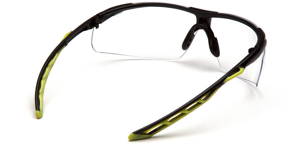 Pyramex Flex-Lyte Safety Glasses with Black/Lime Frame and Clear Lens - Back View