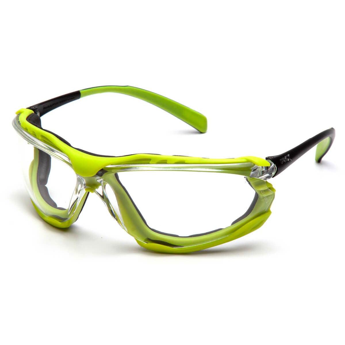 Pyramex Proximity Safety Glasses with Black/Lime Frame and Clear H2MAX Anti-Fog Lens