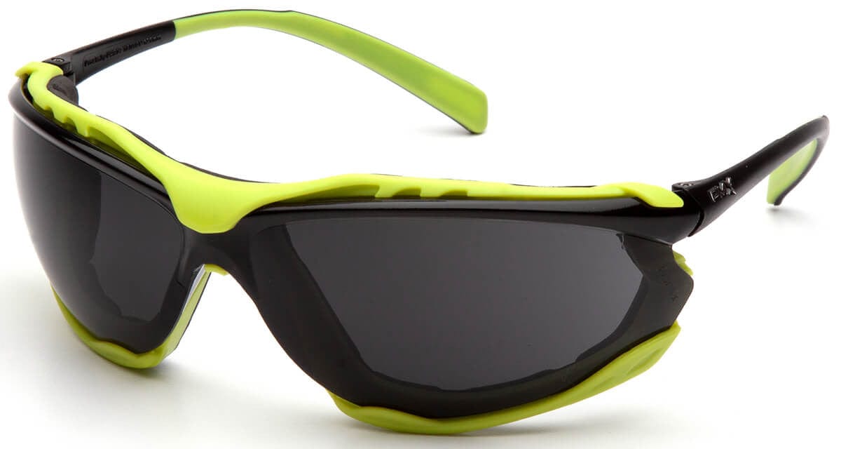 Pyramex Proximity Safety Glasses with Black/Lime Frame and Gray H2MAX Anti-Fog Lens