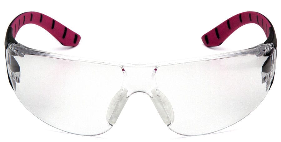 Pyramex Endeavor Plus Safety Glasses with Black/Pink Temples and Clear Lens - Front