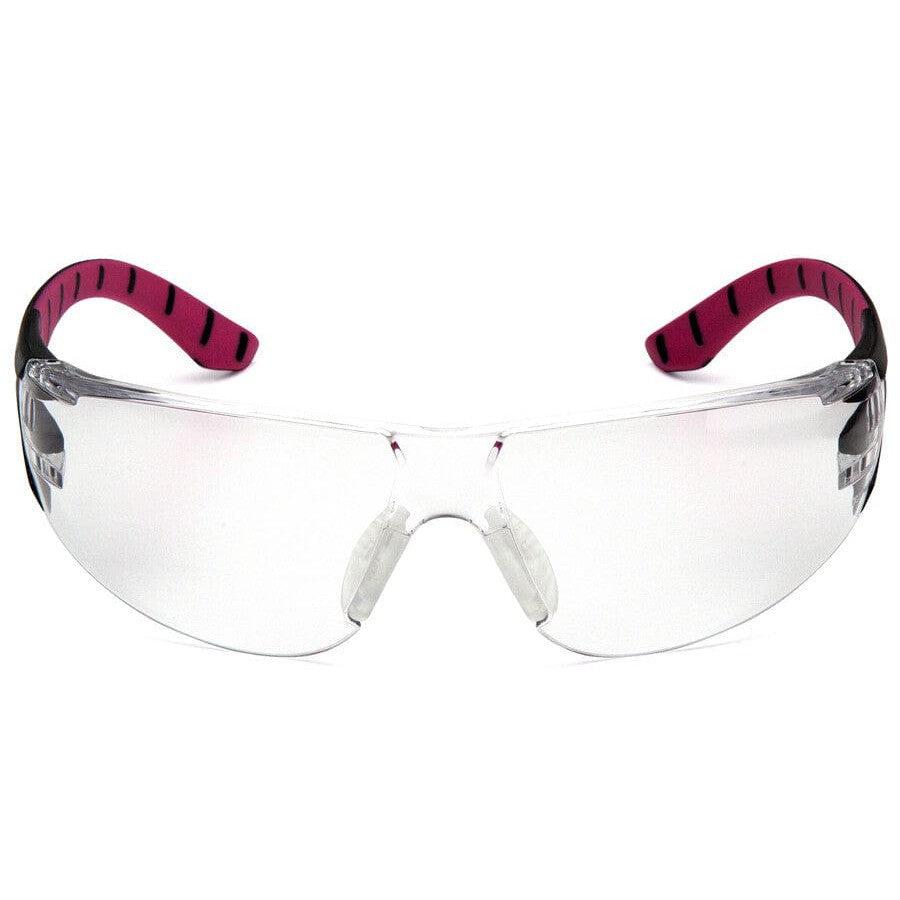 Pyramex Endeavor Plus Safety Glasses with Black/Pink Temples and Clear Lens - Front