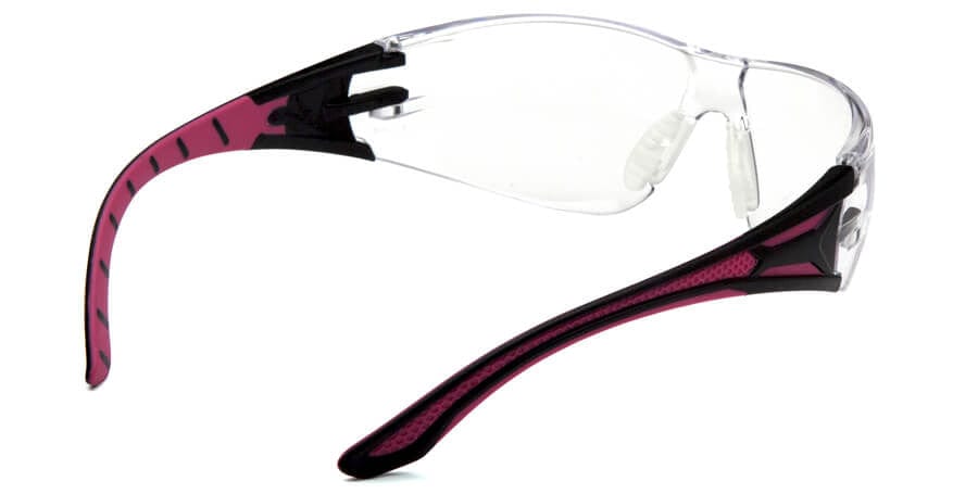 Pyramex Endeavor Plus Safety Glasses with Black/Pink Temples and Clear Anti-Fog Lens SBP9610ST - Back View