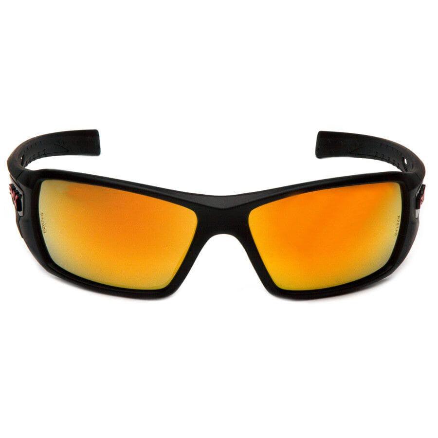 Pyramex Velar Safety Glasses with Black Frame and Ice Orange Mirror Lens - Front