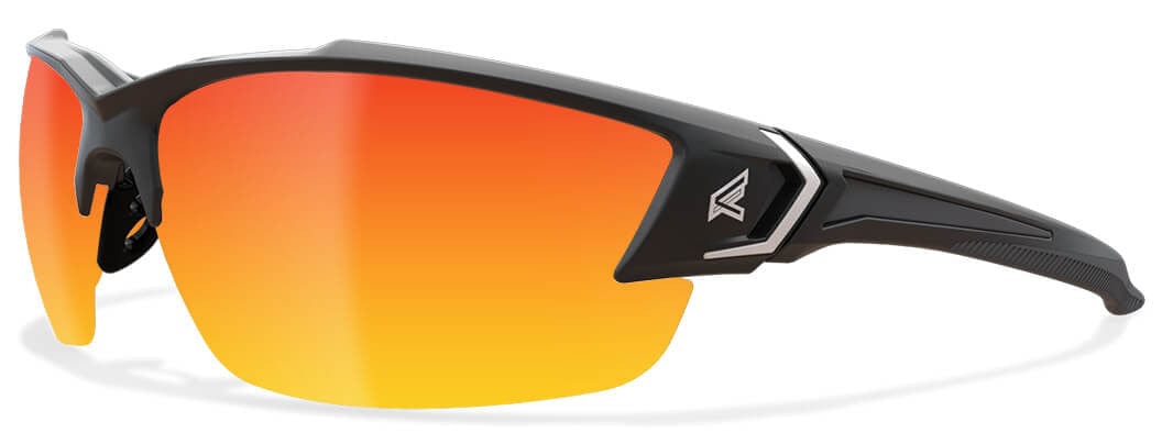 Edge Eyewear SDKAP119-G2, Khor G2 Safety Glasses, Black Frame, Aqua Precision Red Mirror Lens