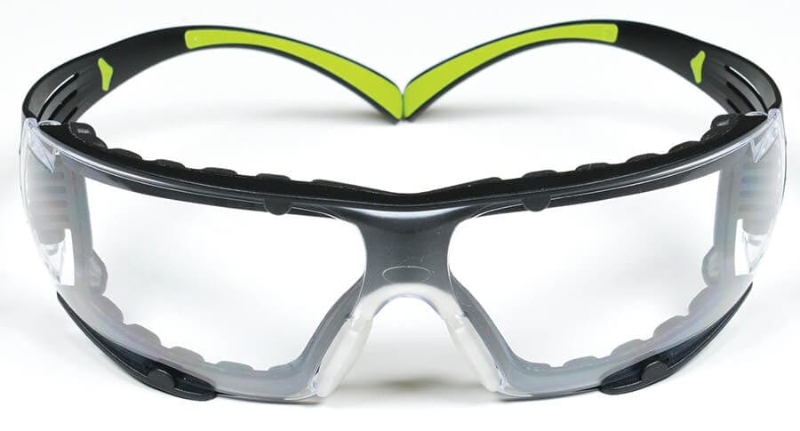 3M SecureFit Safety Glasses SF401AF-FM with Foam Padding and Clear Anti-Fog Lenses Front View