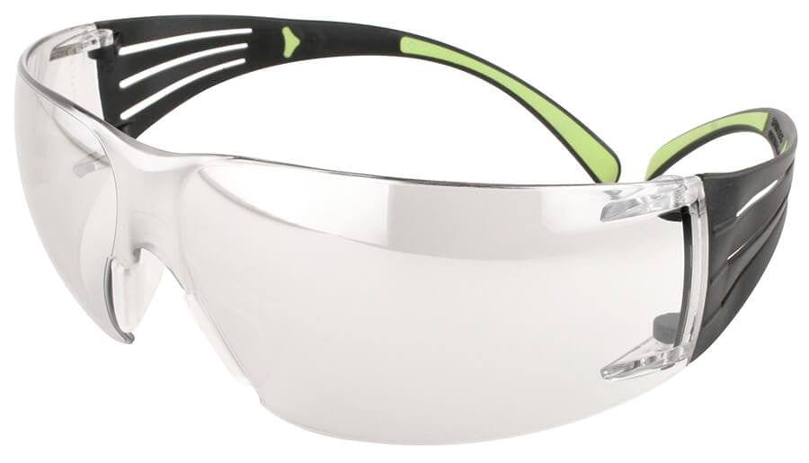 3M SecureFit Safety Glasses with Black/Lime Temples and Clear Anti-Fog Lens