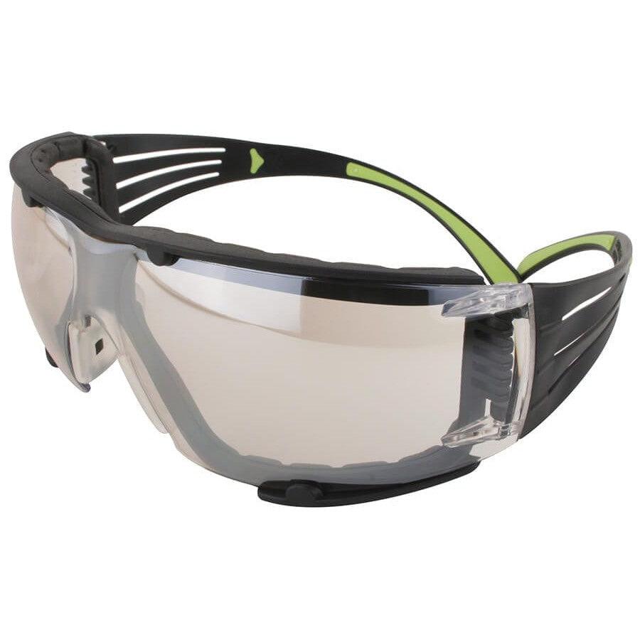 3M SecureFit Safety Glasses with Black/Lime Temples, Foam Padding and Indoor/Outdoor Lens