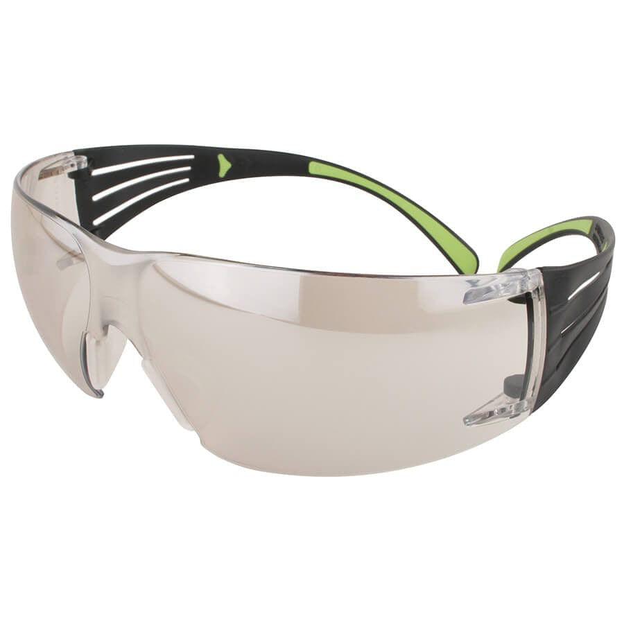 3M SecureFit Safety Glasses SF410AS with Indoor-Outdoor Mirror Lenses Left Front Temple