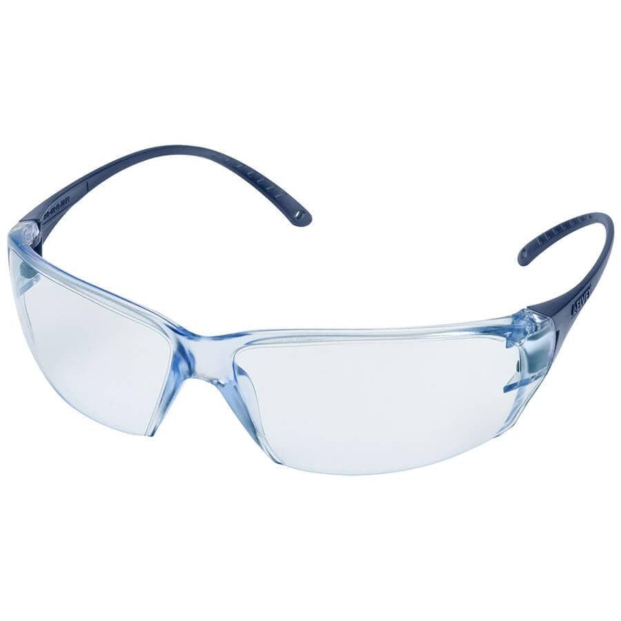 Elvex Helium 18 Ultralight Safety Glasses with Blue Lens and Metal Detectable Temples