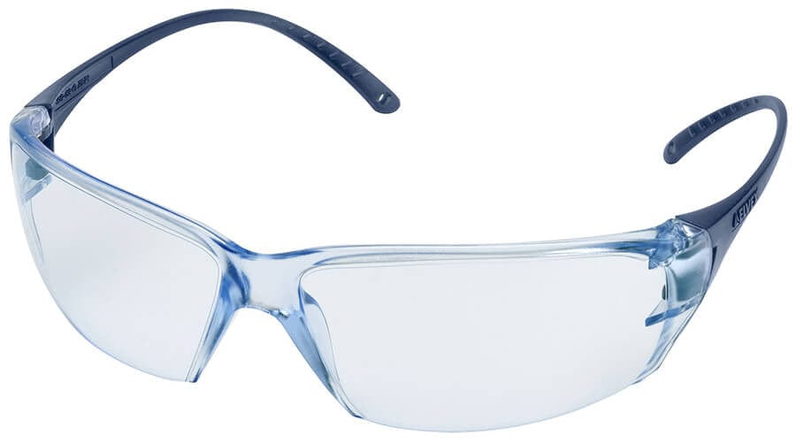 Elvex Helium 18 Ultralight Safety Glasses with Blue Lens and Metal Detectable Temples