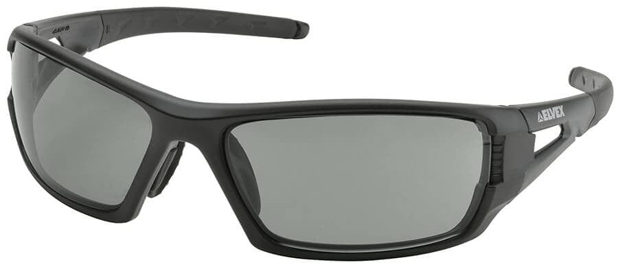 Elvex Rimfire Safety Glasses with Matte Black Frame and Gray Anti-Fog Lens
