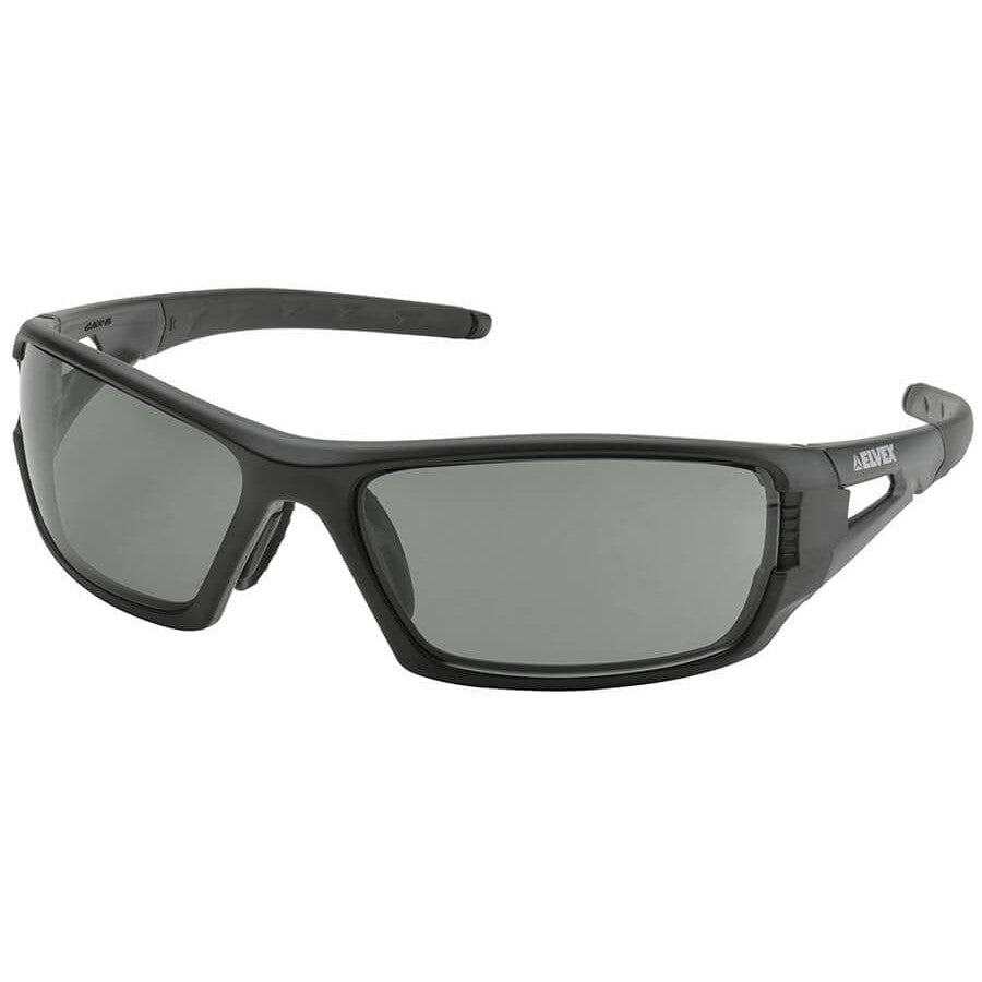 Elvex Rimfire Safety Glasses with Matte Black Frame and Polarized Gray Lens SG-61PL