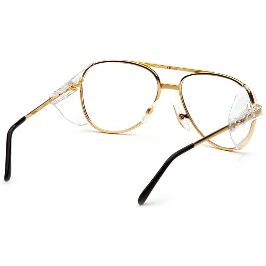 Pyramex Pathfinder Safety Glasses with Gold Metal Frame and Clear Lens - Back