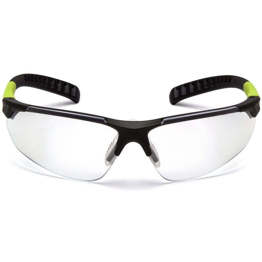 Pyramex Sitecore Safety Glasses with Gray/Lime Frame and Clear Anti-Fog Lens - Front SGL10110DTM