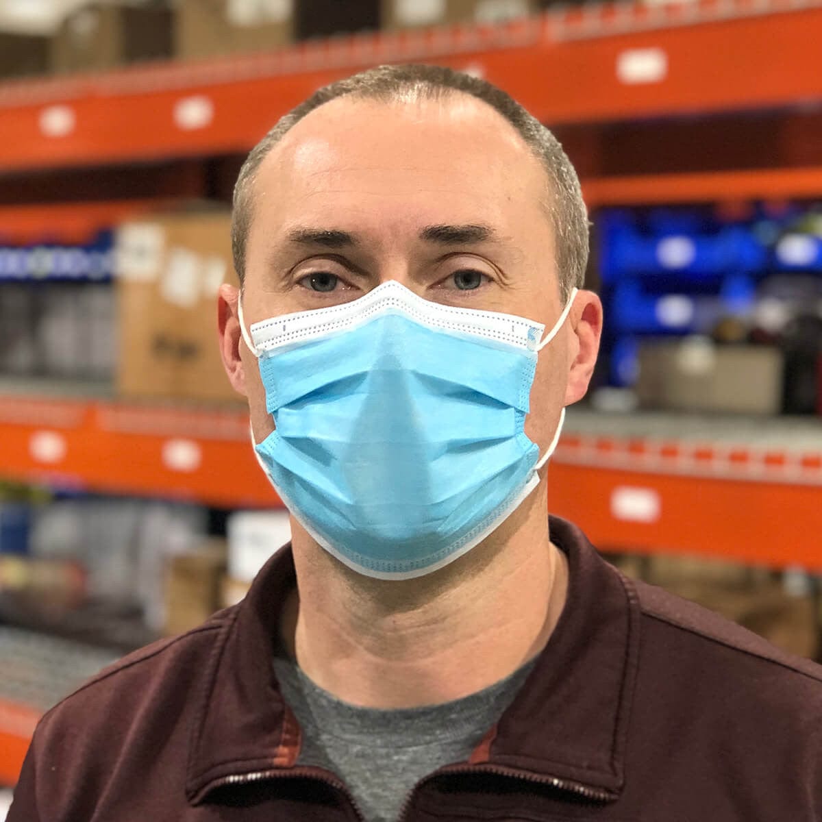 Disposable 3-Ply Face Mask FDA-Registered SM100 - Being Worn