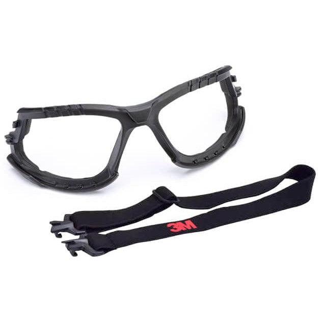 3M Solus S1202SGAF-KT Safety Glasses with Green Temples, Gray Anti-Fog Lens and Foam & Strap Kit - Foam & Strap