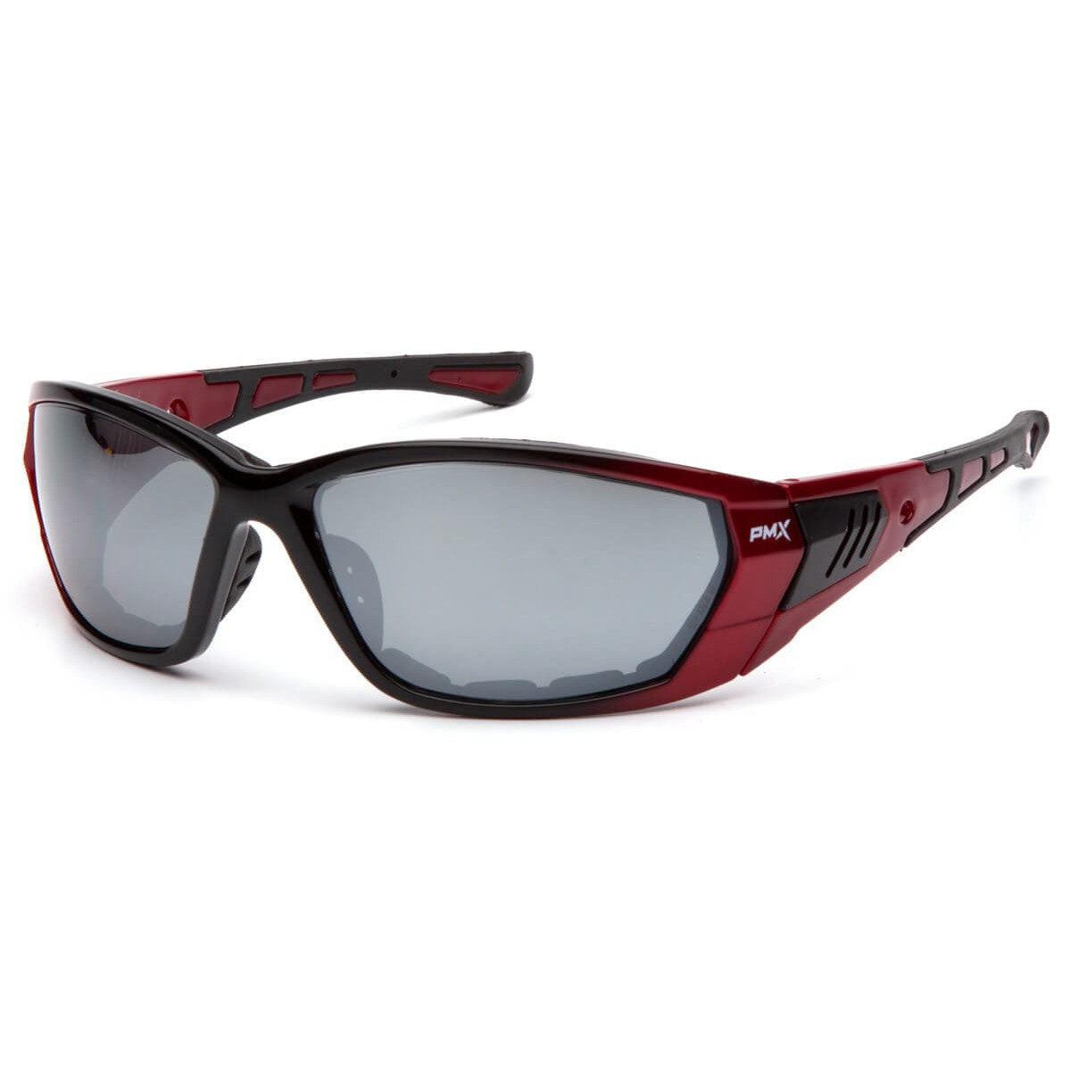 Pyramex Atrex Safety Glasses with Padded Red Frame and Silver Mirror Lens SR10870D