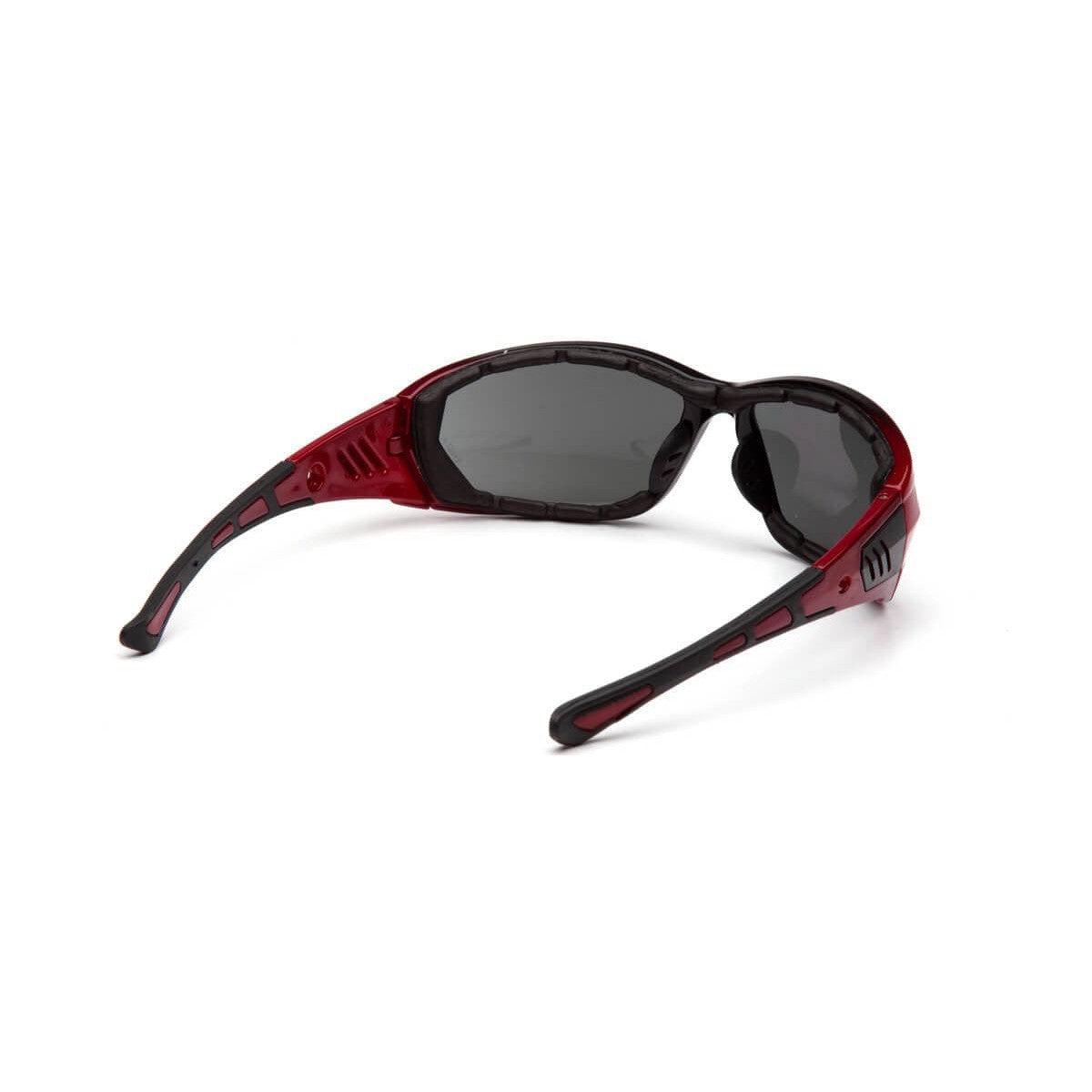 Pyramex Atrex Safety Glasses with Padded Red Frame and Silver Mirror Lens SR10870D - Back View