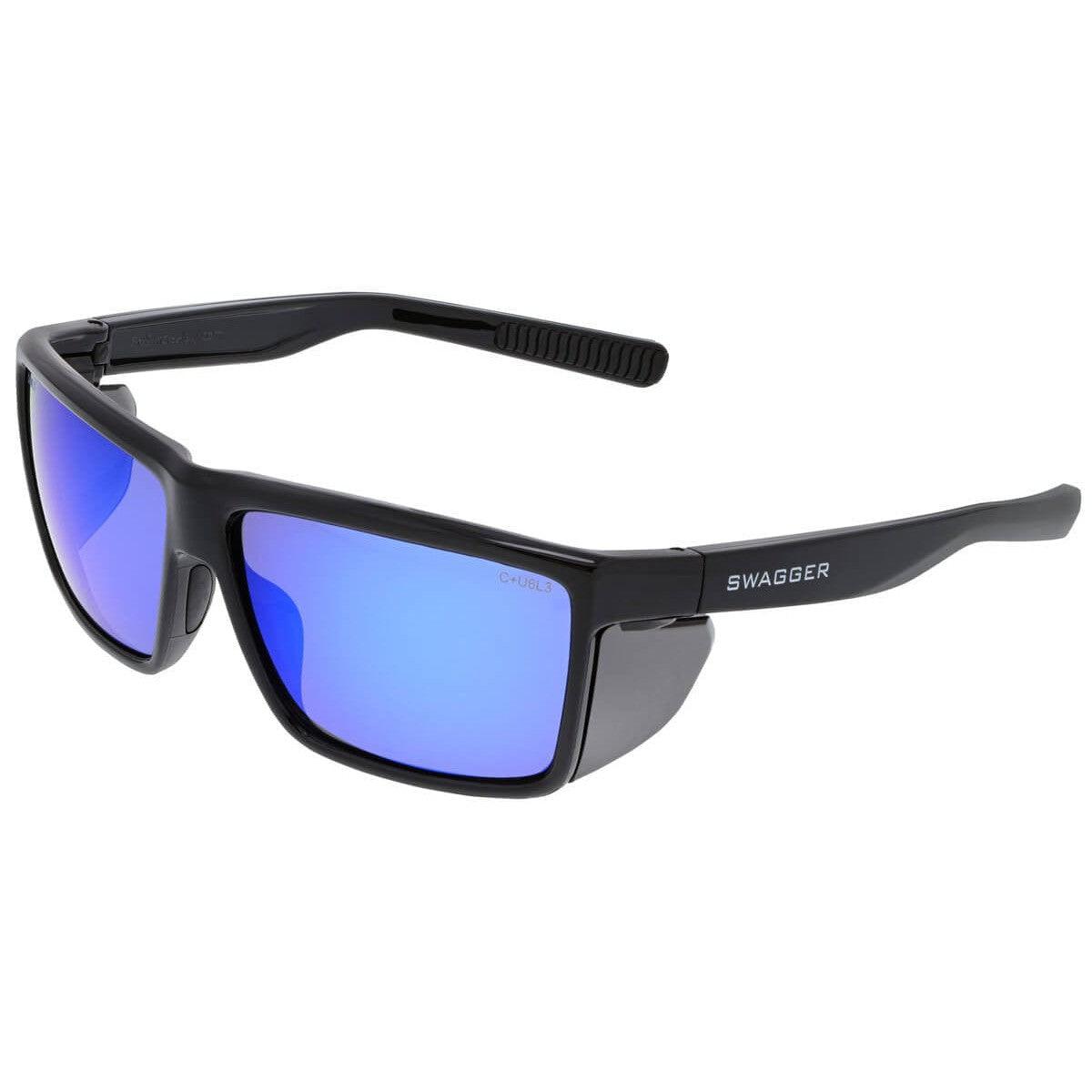 MCR Safety Swagger SR2 Safety Glasses with Black Frame and Blue Diamond Polarized Lens SR218BZ