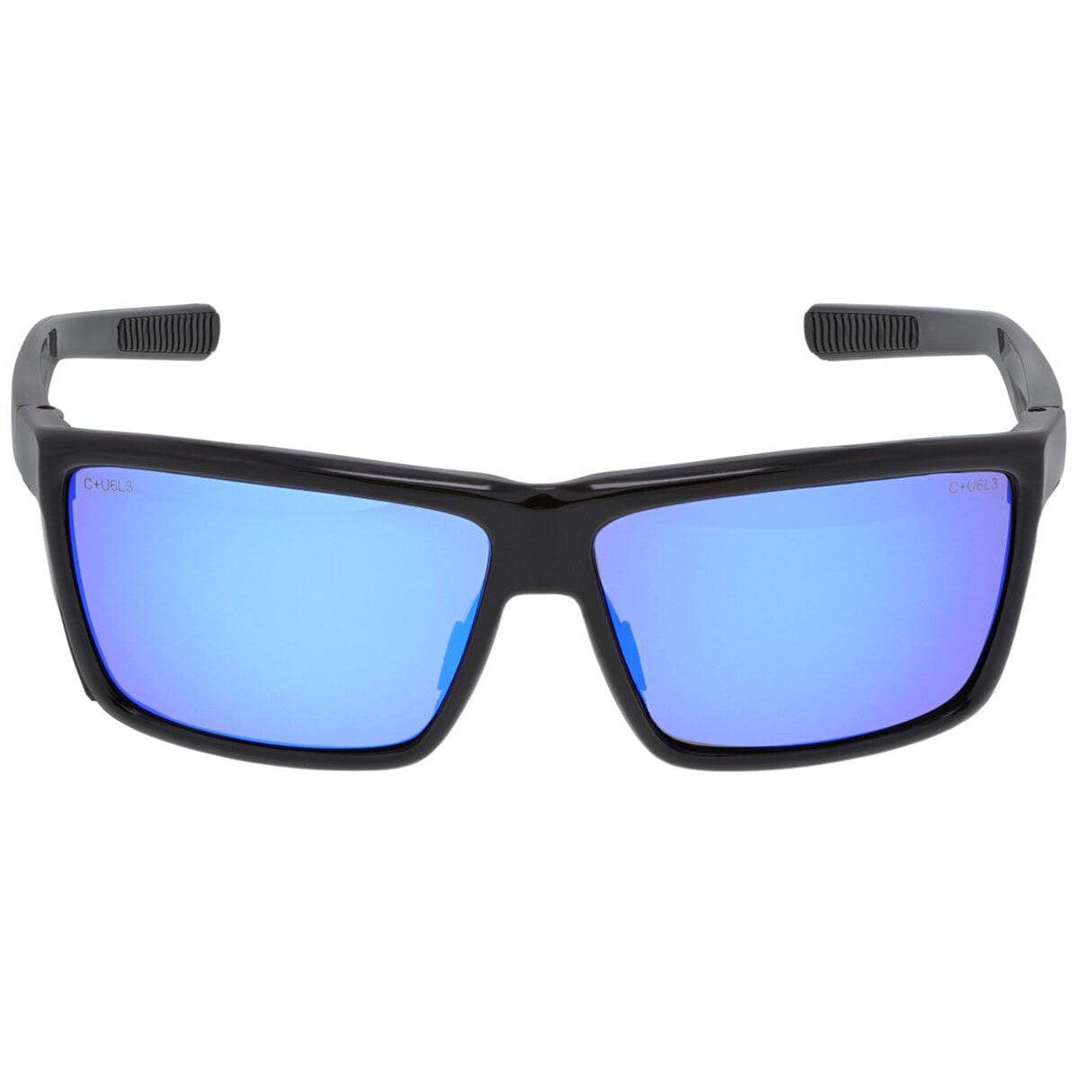 MCR Safety Swagger SR2 Safety Glasses with Black Frame and Blue Diamond Mirror Lens SR218B - Front View