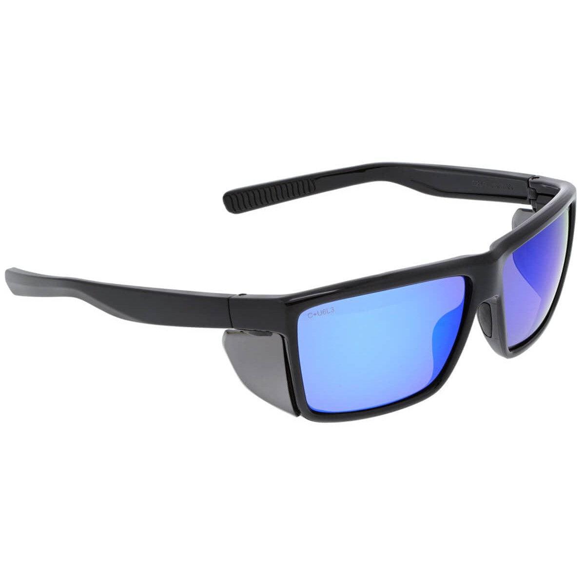 MCR Safety Swagger SR2 Safety Glasses with Black Frame and Blue Diamond Polarized Lens SR218BZ - Side View