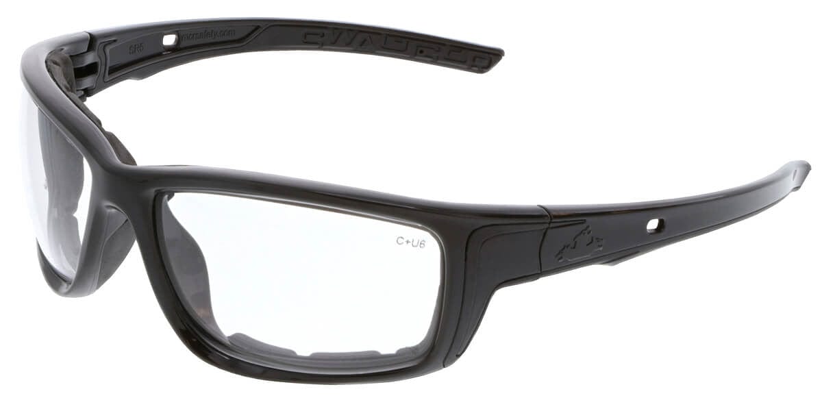 MCR Safety Swagger SR5 Foam-Lined Safety Glasses with Black Frame and Clear MAX6 Anti-Fog Lens