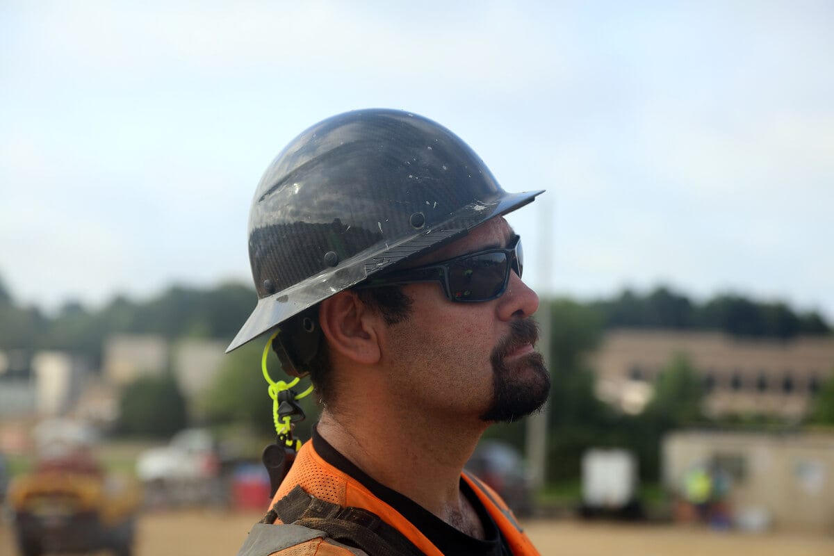 Crews Swagger SR5 Foam-Lined Safety Glasses with Black Frame and Gray Anti-Fog Lens - Lifestyle Image2