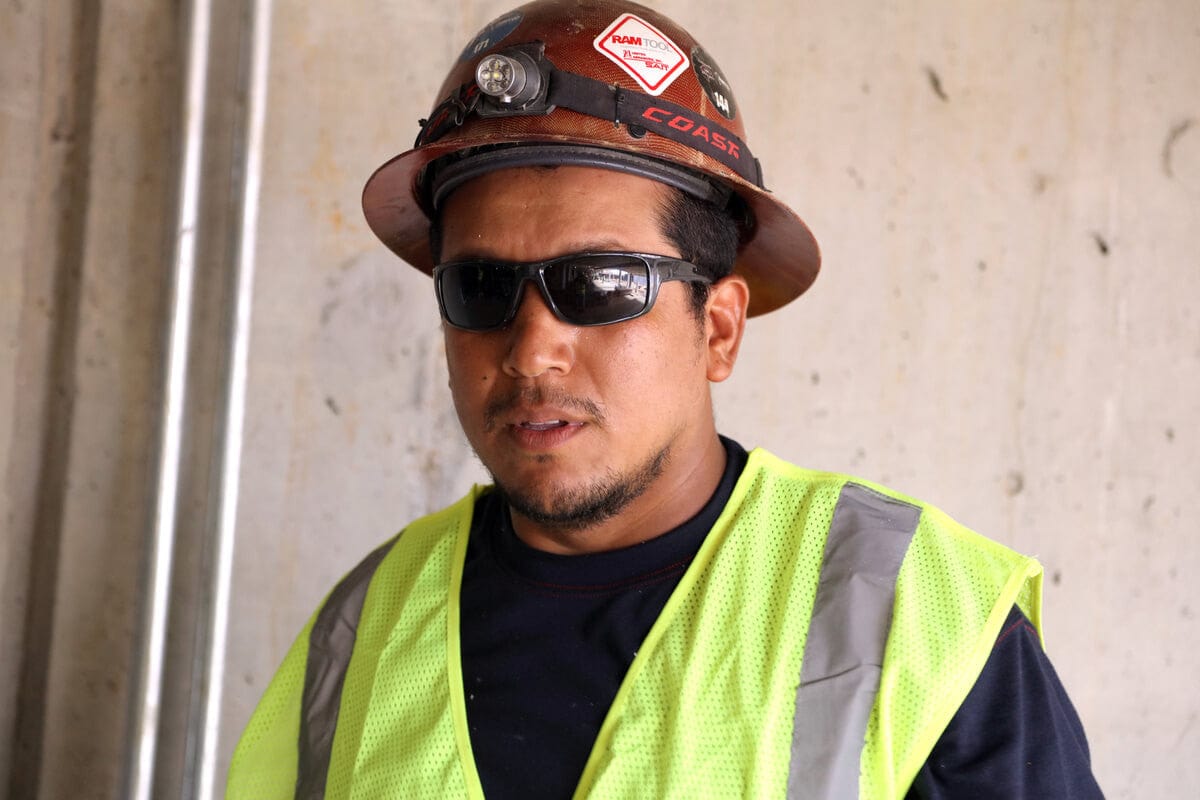 Crews Swagger SR5 Foam-Lined Safety Glasses with Black Frame and Gray Anti-Fog Lens - Lifestyle Image1