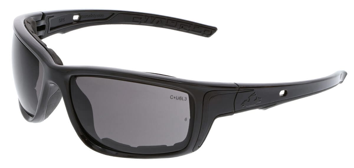 Crews Swagger SR5 Foam-Lined Safety Glasses with Black Frame and Gray MAX6 Anti-Fog Lens