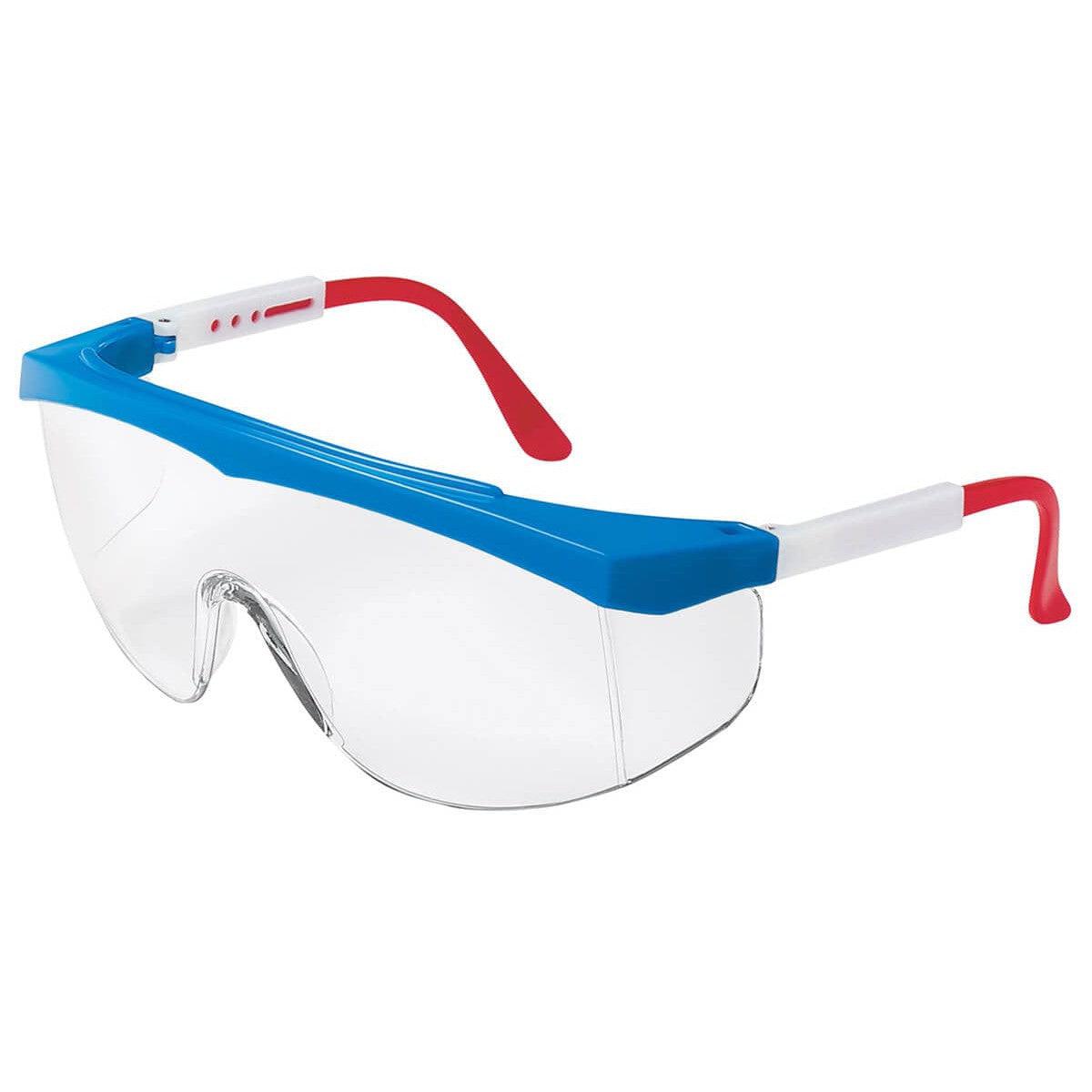 Crews Stratos Safety Glasses with RWB Frame and Clear Lens
