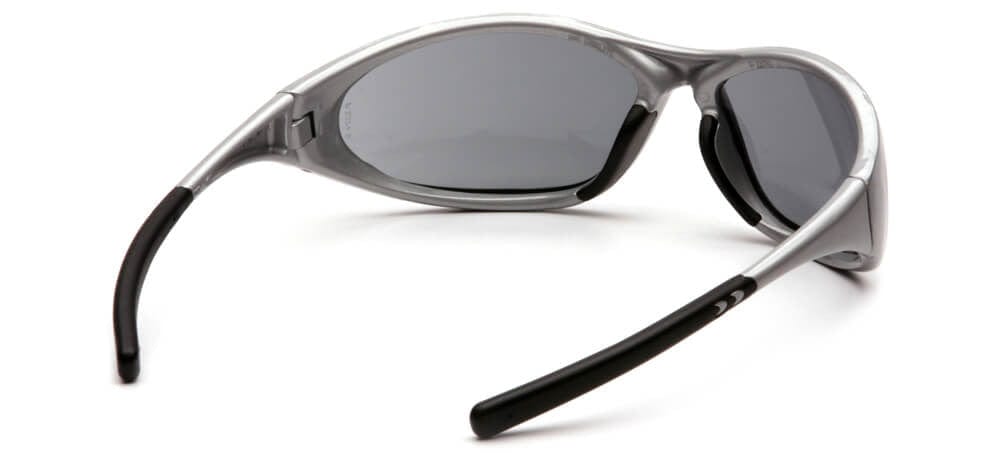 Pyramex Zone 2 Safety Glasses with Silver Frame and Gray Lens - Back