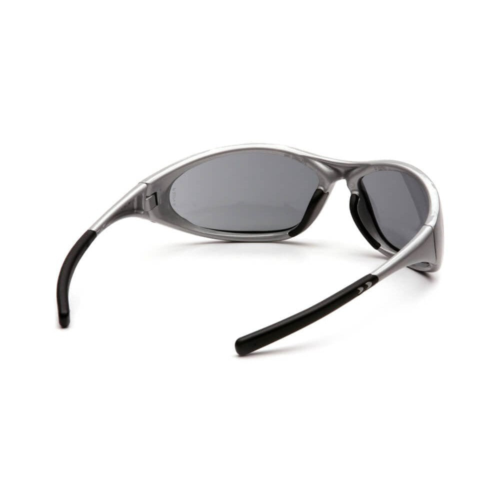 Pyramex Zone 2 Safety Glasses with Silver Frame and Gray Lens - Back