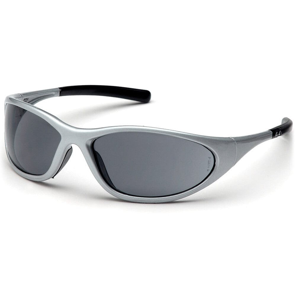 Pyramex Zone 2 Safety Glasses with Silver Frame and Gray Lens