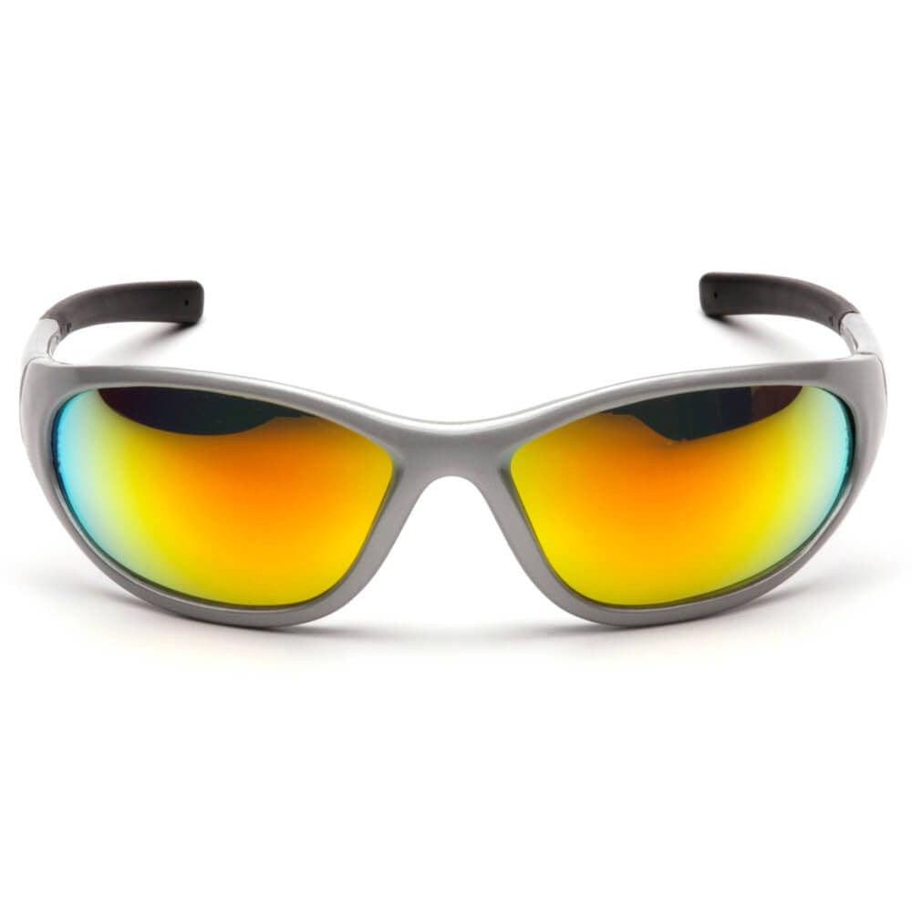 Pyramex Zone 2 Safety Glasses with Silver Frame and Ice Orange Mirror Lens - Front