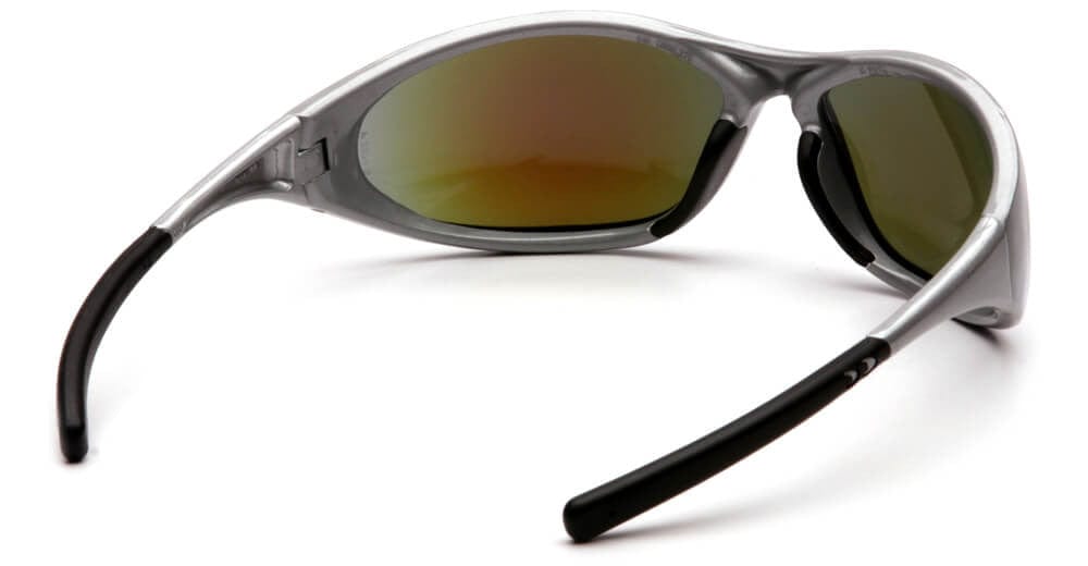 Pyramex Zone 2 Safety Glasses with Silver Frame and Ice Blue Mirror Lens - Back