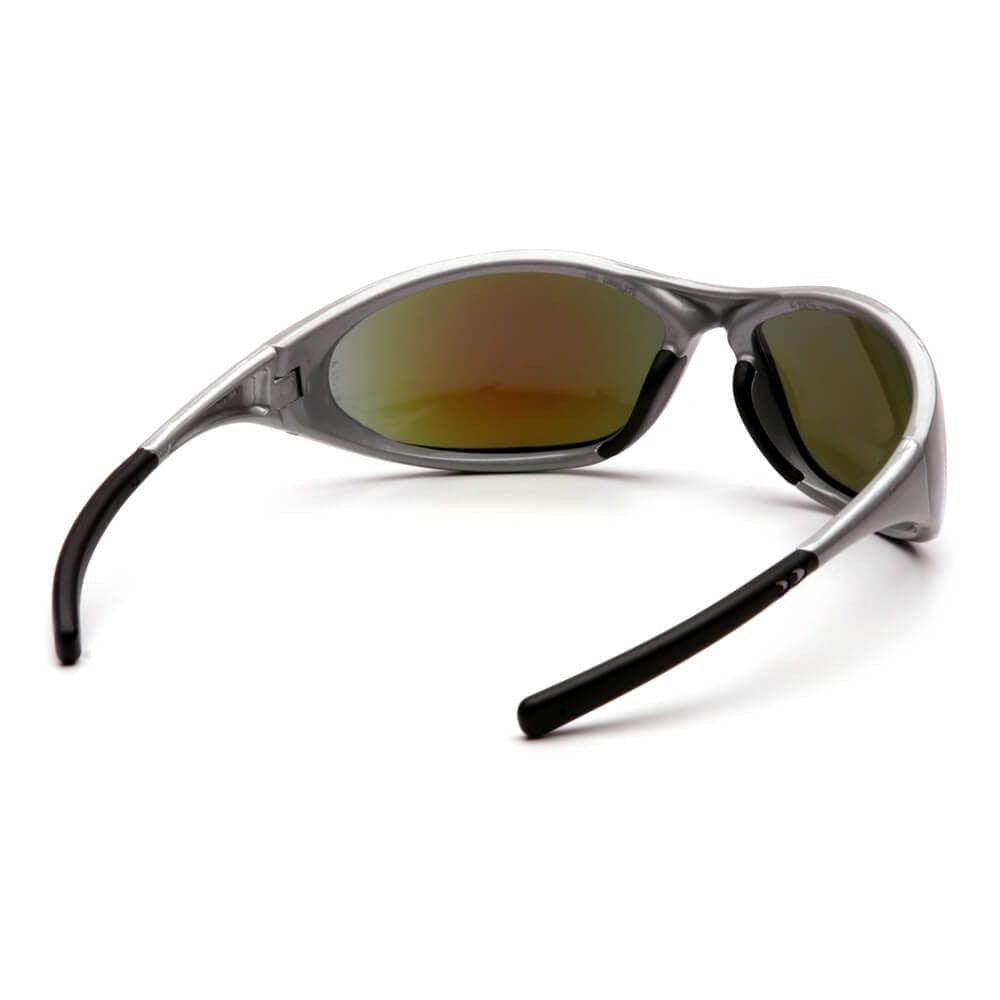 Pyramex Zone 2 Safety Glasses with Silver Frame and Ice Blue Mirror Lens - Back