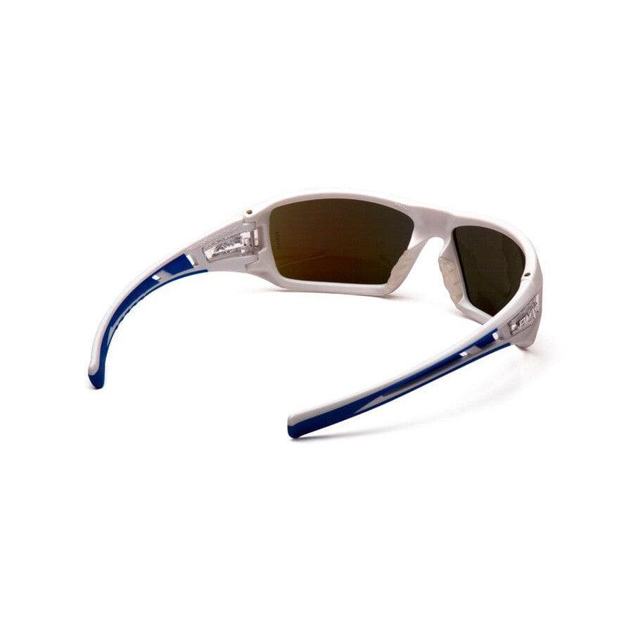 Pyramex Velar Safety Glasses with White/Blue Frame and Ice Blue Mirror Lens - Back