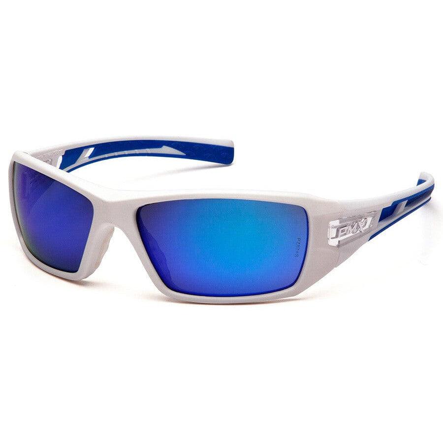 Pyramex Velar Safety Glasses with White/Blue Frame and Ice Blue Mirror Lens SWBL10465D