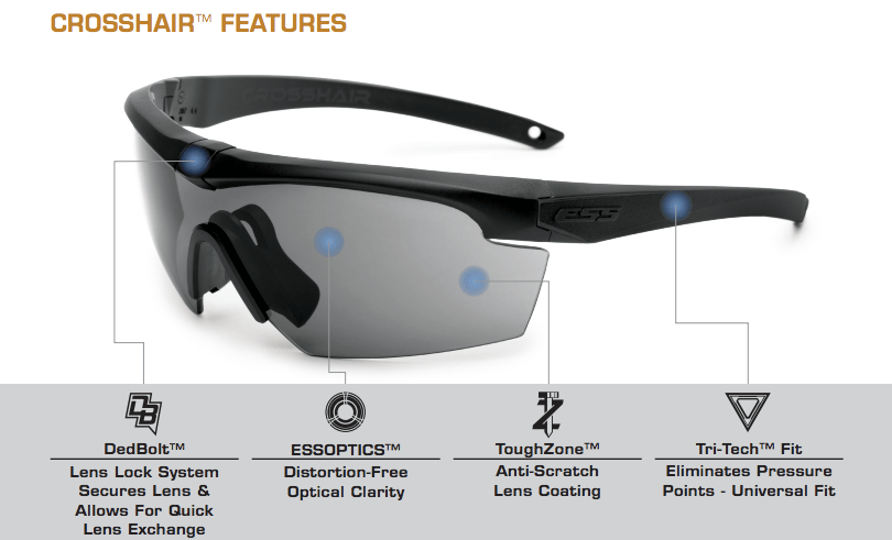 ESS Crosshair Safety Glasses Key Features