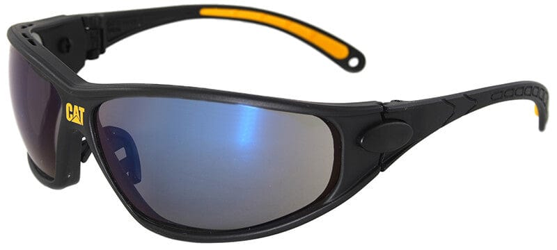 CAT Tread Safety Glasses with Black Frame and Blue Mirror Lens TREAD-105