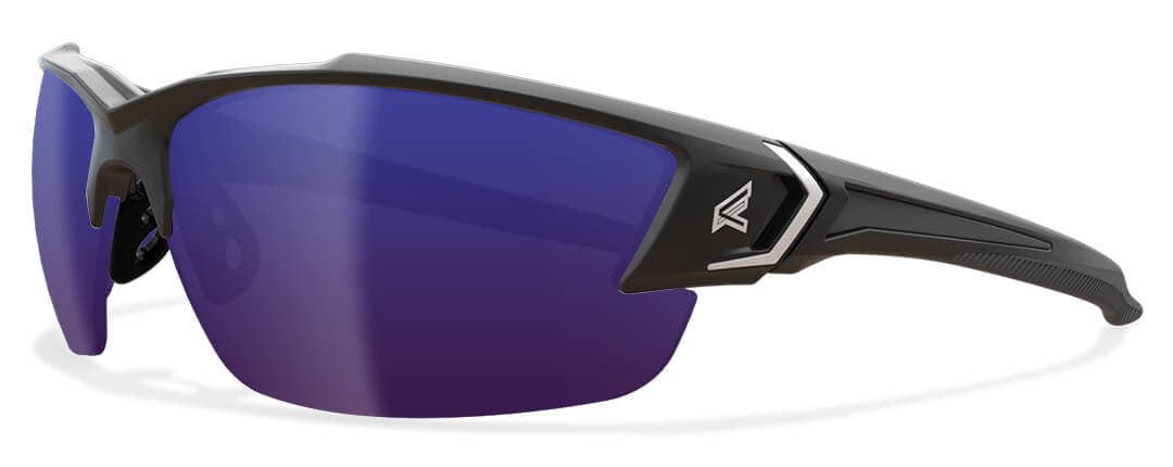 Edge Khor G2 Safety Glasses with Black Frame and Polarized Aqua Precision Blue Mirror Lens TSDKAP218-G2