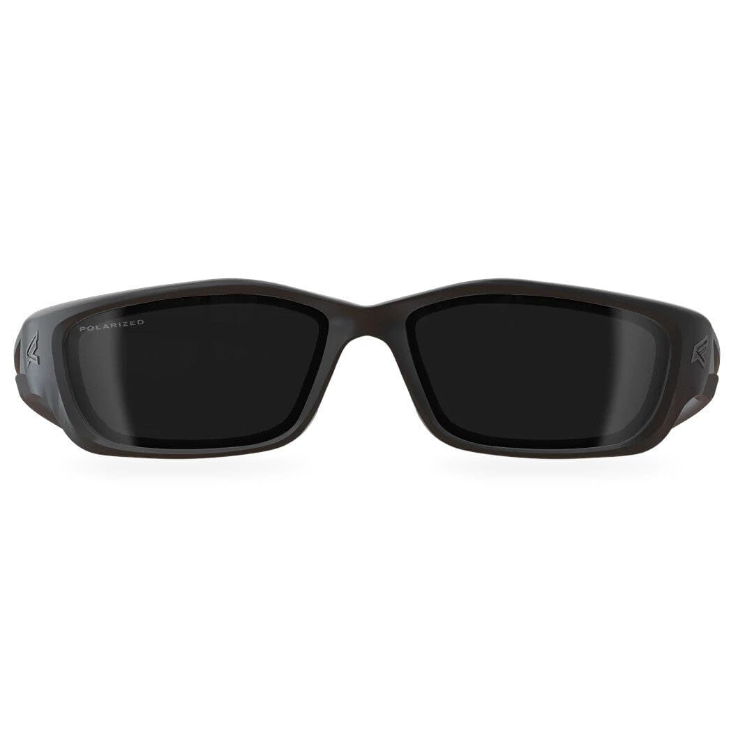 Edge Kazbek XL Safety Glasses with Black Frame and Polarized Smoke Lens TSK-XL216 - Front View