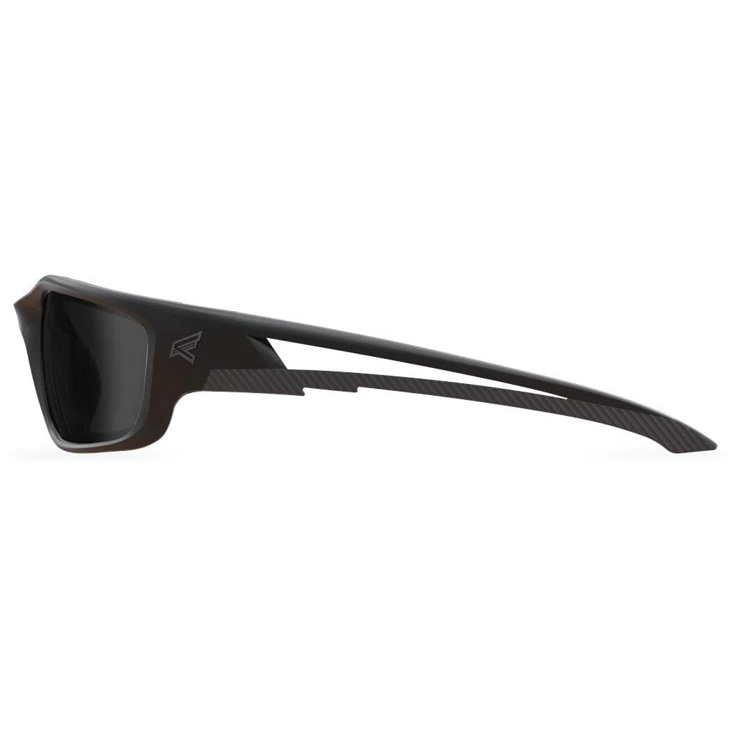 Edge Kazbek XL Safety Glasses with Black Frame and Polarized Smoke Lens TSK-XL216 - Side View
