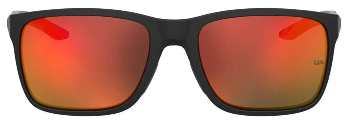 Under Armour Hustle Sunglasses with Black Frame and Red Mirror Lens UA0005S-RC2-UZ - Front View